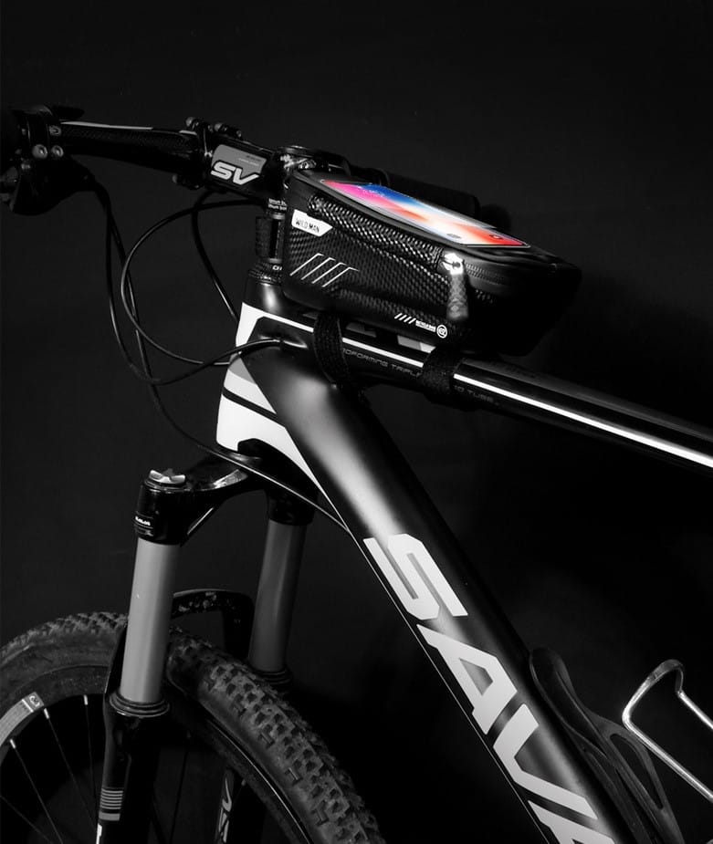 Bicycle bag with phone holder