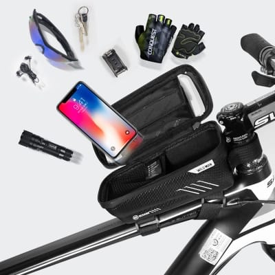 Bicycle bag with phone holder